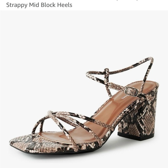 Elegant Snake Print Strappy Heels - Picture 1 of 12